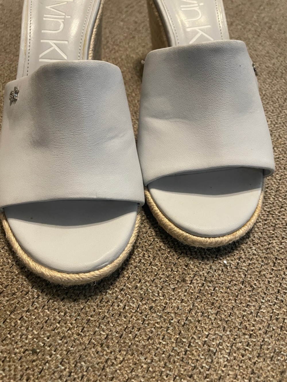 Calvin Klein Baby Blue Espadrille Wedge Slide Sandals View 4